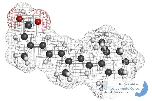 Modelo tridimensional de la molécula de isotretinoína
